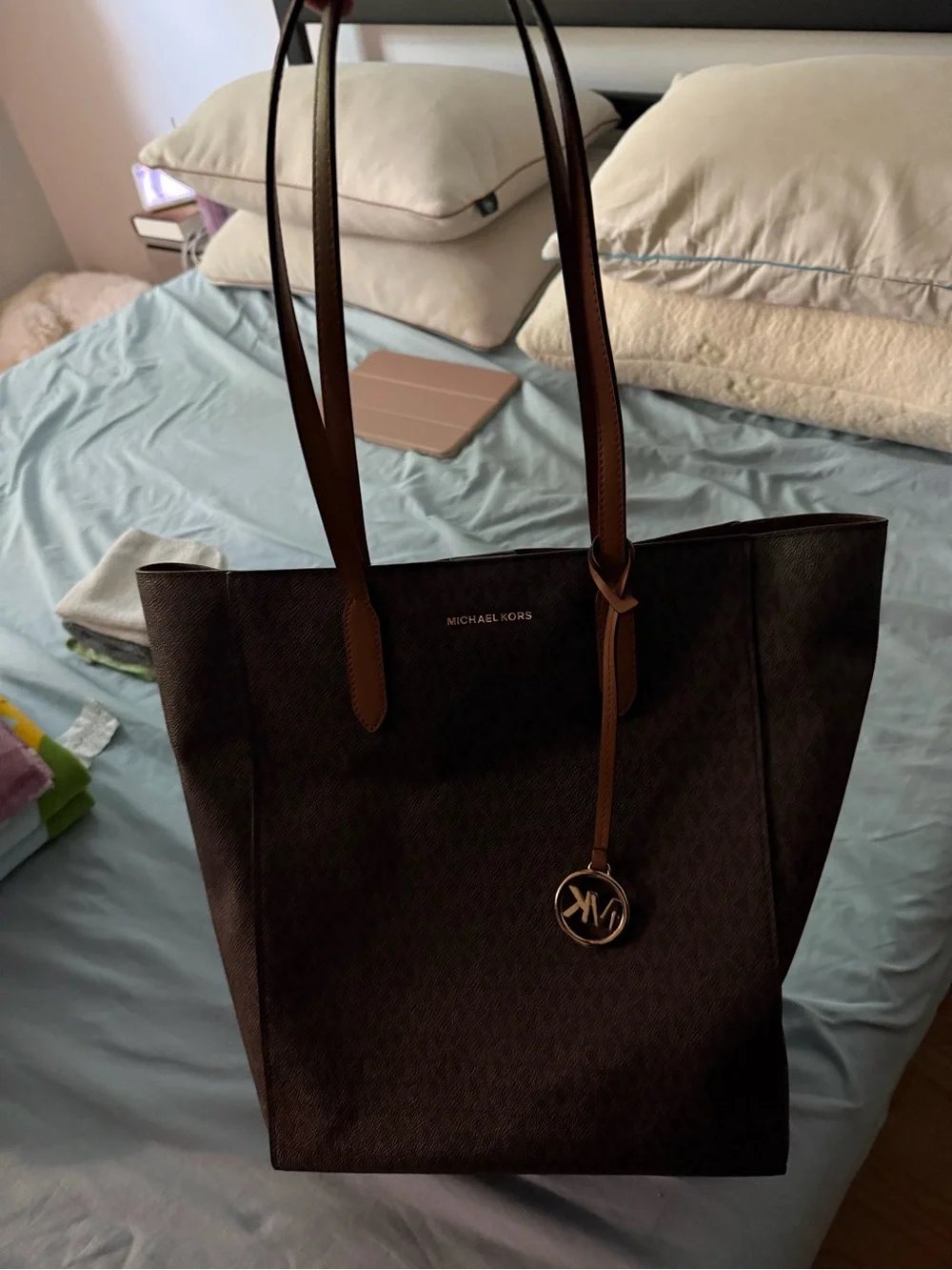 Michael Kors large Brown Tote with Tan Straps